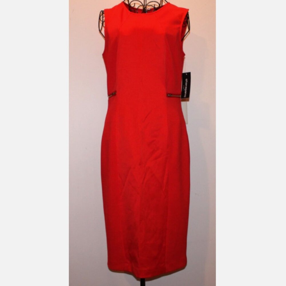 Sharagano Women's Size 6 Flamingo Orange Sleeveless Zippered Sheath Dress NWT